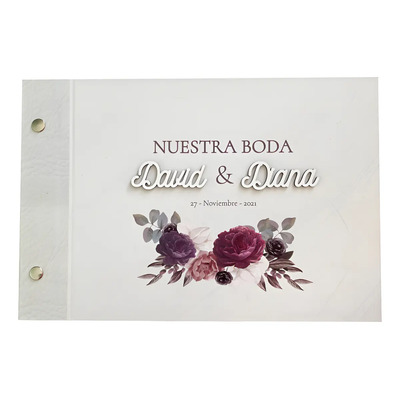 Album De Boda Para Fotos Y Firmas - Mod. Flores Tinto | Meses sin interés