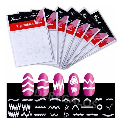 Stickers X6 Para Uñas Francesitas Dibujos Surtidos Deco Nail
