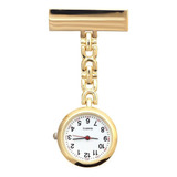 Reloj Con Broche De Solapa De Enfermera Dorado, Cuarzo Colga