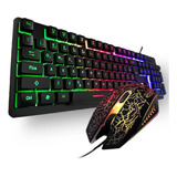 Kit Teclado E Mouse Gamer Led Rgb Usb Para Computador Jogos