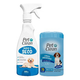 Banho A Seco Cães E Gatos + Lenço Umedecido Pet Clean