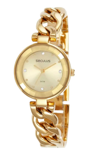 Relógio Seculus Feminino Analógico Dourado 77100lpsvds1