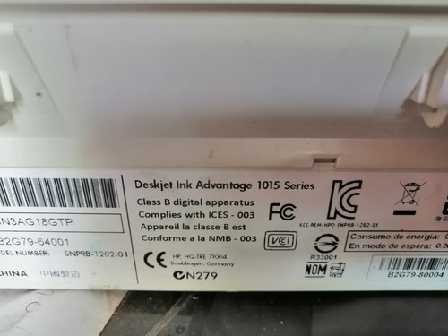 Impresora Hp Ink Advantage 1015 Para Reparar O Sacar Piezas