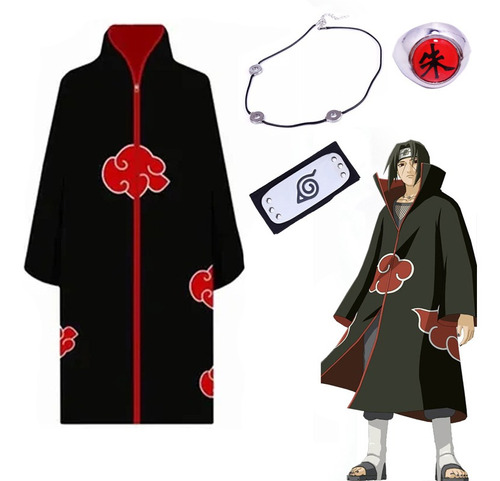 Juego De 4 Piezas De Naruto Akatsuki Capa, Anillo, Diadema +