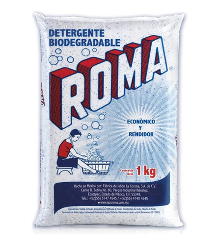 Detergente En Polvo Roma 40454 Biodegradable Sin Aroma 1kg