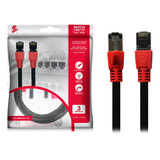 Cabo Rede Patch Cord Cat7 3m Vermelho - Ftp 600 Mhz/ 10gbps