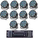 Kit 10 Canhao Parled 12 Led 12w Quadriled + Mesa Dmx 512