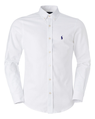 Camisa Ralph Lauren Oxford Manga Longa Masculina Branca