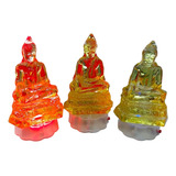 Figura De Buda 12cm Vidrio Con Luz Led Varia El Color De Luz