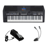 Teclado Yamaha Psr Sx600 Psrsx600 Com Luminária E Pedal Kit