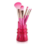 Kit De Pinceis Maquiagem Com Suporte Pink Cor Rosa