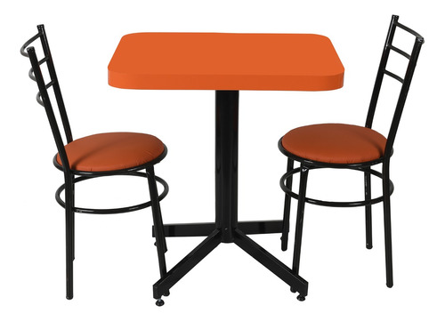 Mesa Con Sillas Para Restaurante Bar Cocina Lounge Cafetería Color Chocolate/naranja
