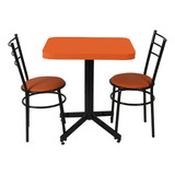Mesa Con Sillas Para Restaurante Bar Cocina Lounge Cafetería Color Chocolate/naranja