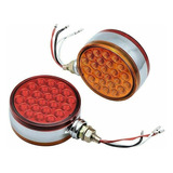 2pcs 4 Redondo 48 Rojo+amarillo 12v Luces Camión Doble Cara