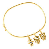 Bracelete Rígido Prata 925 Dourada 18k - 2 Meninas 1 Menino