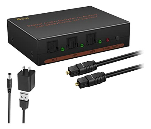 Switch De Audio Óptico Digital 3x1 Con Rca Y 3.5mm -