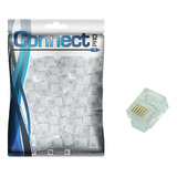 Plug Conector Rj-11 6x6 Vias Telefone Ks / Interfone 100 Pçs