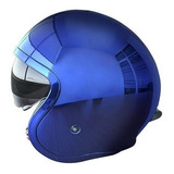 Casco Abierto Ls2 Of599 Spitfire Azul Cromo Certificado