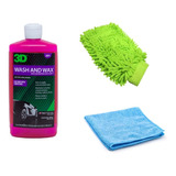 Kit Lavado Auto Shampoo 3d Wash N Wax + Manopla + Microfibra