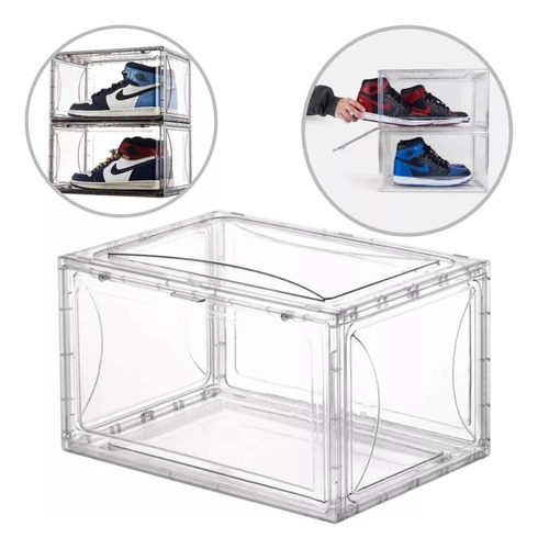 2 Pc Caixa Organizadora P Sneaker C Porta Magnética Acrílico