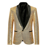 Blazer Brillante De Esmoquin Con Solapa Y Lentejuelas Para H