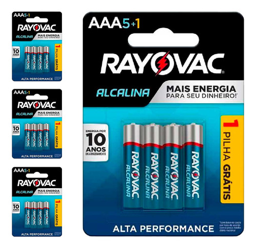 24 Pilhas Alcalinas Aaa Rayovac (4 Cart)