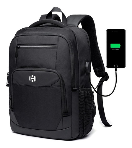 Mochila Notebook Impermeable Antirrobo Hardley Nylon Balistico Con Usb