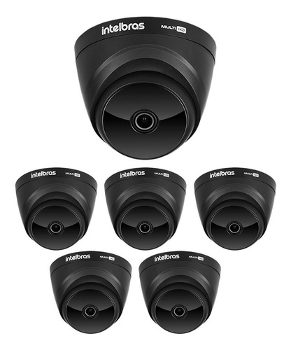 Kit 6 Câmeras 2 Megapixels 20m Vhd 1220 D G7 Black Intelbras