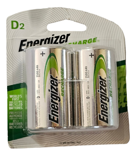 Pila Recargable D Energizer Pack Con 2u