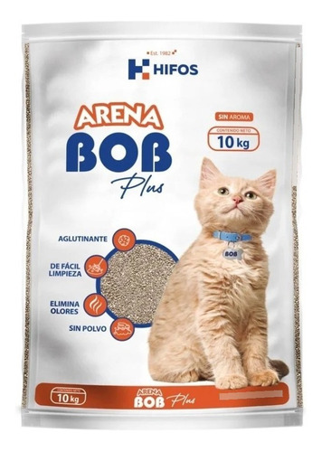 Arena Para Gato Bob Plus Aglutinante 10 Kg