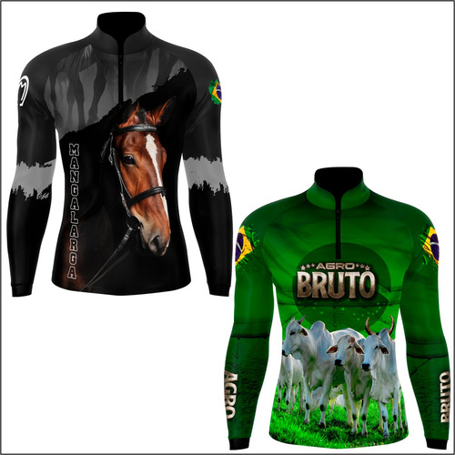 Kit 2 Camisa Cavalo Cowboy Country Peão Fazenda Uv50