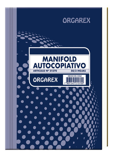 Libro Obra - Manifold Triplicado Autocopiativo 50h Orgarex Color Azul