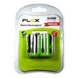 Pilha Recarregável C Média 4500mah Blister 2pcs Flexgold