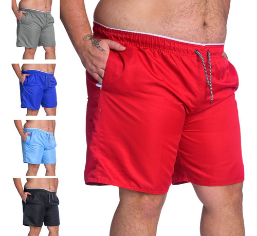 Short Plus Masculino Praia Academia Tecido Grosso Kit Com 5