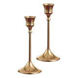 2x Candelabro Dorado Soportes Cónicos Decoración De