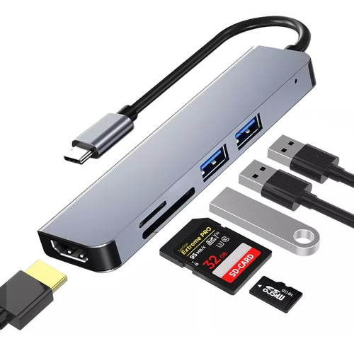 Tipo C Hub 5 En 1 Adaptador Usb3.0 Multipuerto Hdmi Ethernet