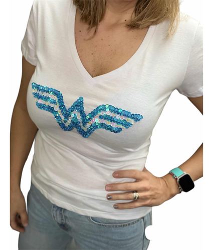 Remera Wonder Woman Mujer Moda Bordada- Olivetta