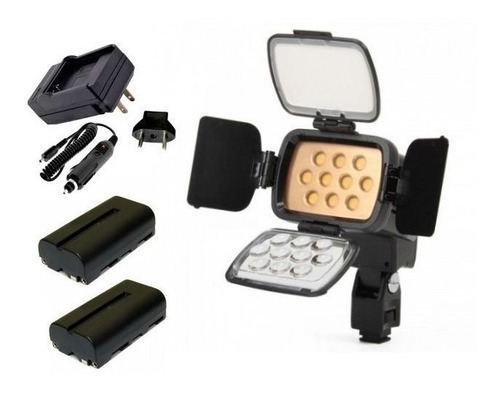 Kit Led-vl001b + 2 Baterias Np-f550 + Carregador