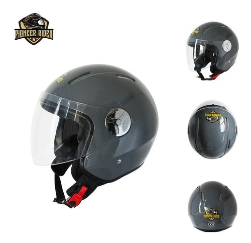 Casco Jet Brillante Gris Certificado Dot Y Ece