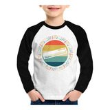 Camiseta Raglan Infantil Teclado Musical Retro Notas Manga L