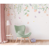 Papel De Parede Floral Rosas Borboletas Infantil 4m² Vr586