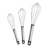 Set X3 Batidor Manual 29 24 Y 22cm Cocina Reposteria New