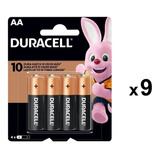 36 Pilhas Duracell Aa (9 Cartelas C/ 4)   Kit