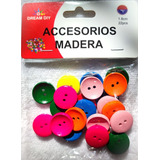 110 Botones De Madera Colores Circulares 1.8 Cm (5 Bolsas)