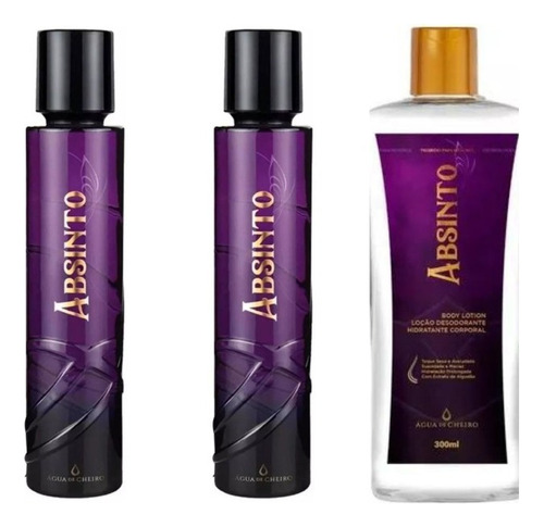Kit Com 2 Perfumes 100ml + Body Lotion 300 Ml Absinto Água De Cheiro