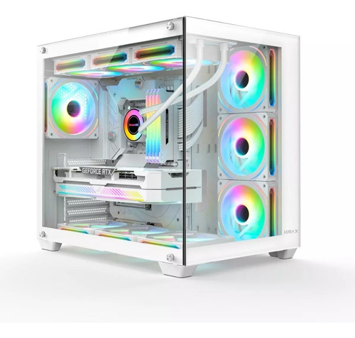 Gabinete Gamer Hyrax Tower Atx Vidro Temperado Branco Hgb740