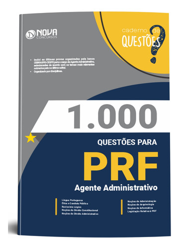 Apostila Concurso Prf 2023 Livro De Questões Para Agente Administrativo - Editora Nova