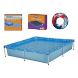 Piscina Quadrada 1500 L + Capa E Forro+ Boia Homem Aranha