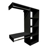 Arara Cabideiro Suspenso De Parede Closet Madeira Mdf Preto