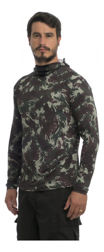 Camiseta Ninja Camuflada C/touca Dry Uv50+ Tam: Gg